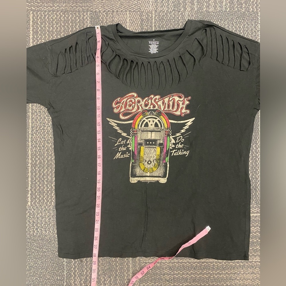 Torrid Aerosmith Black Slashed Classic Tee Size 2 - Picture 10 of 10